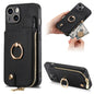 Cross Leather Ring Vertical Zipper Wallet Back Phone Case