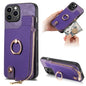 Cross Leather Ring Vertical Zipper Wallet Back Phone Case