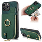 Cross Leather Ring Vertical Zipper Wallet Back Phone Case