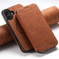Suteni J06 Retro Matte Litchi Texture Leather MagSafe Phone Case