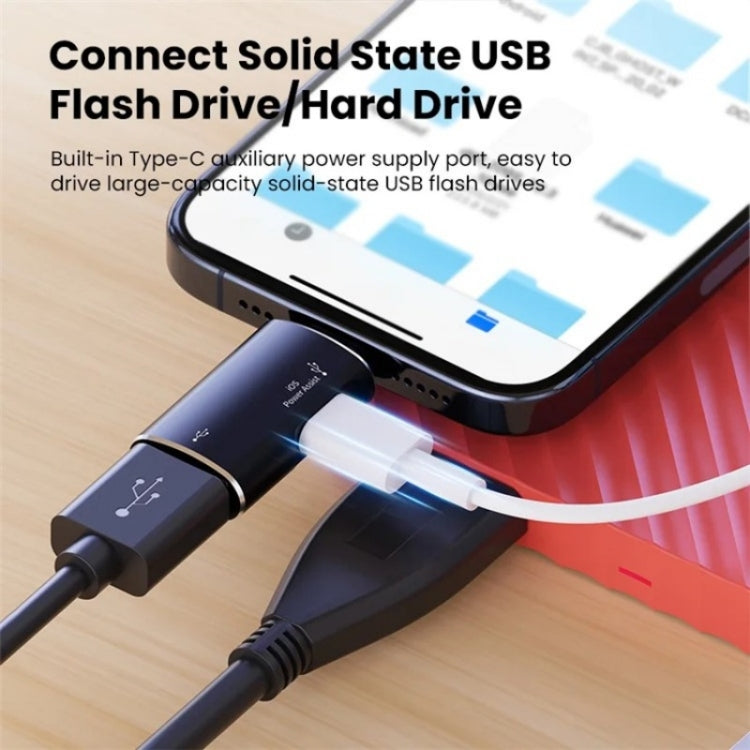 JS-103 8 Pin Male to USB+Type-C Female OTG Adapter