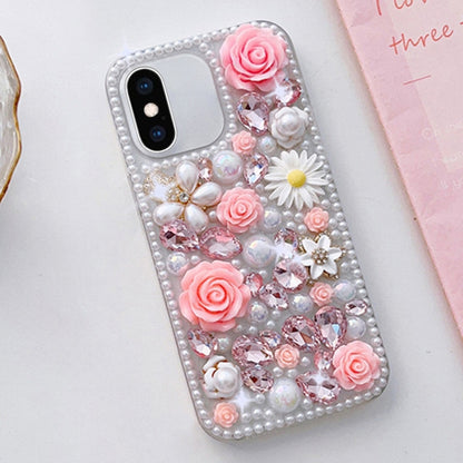 Rose Hand-set Diamond PC Phone Case