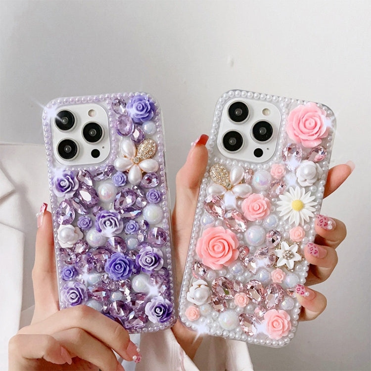 Rose Hand-set Diamond PC Phone Case