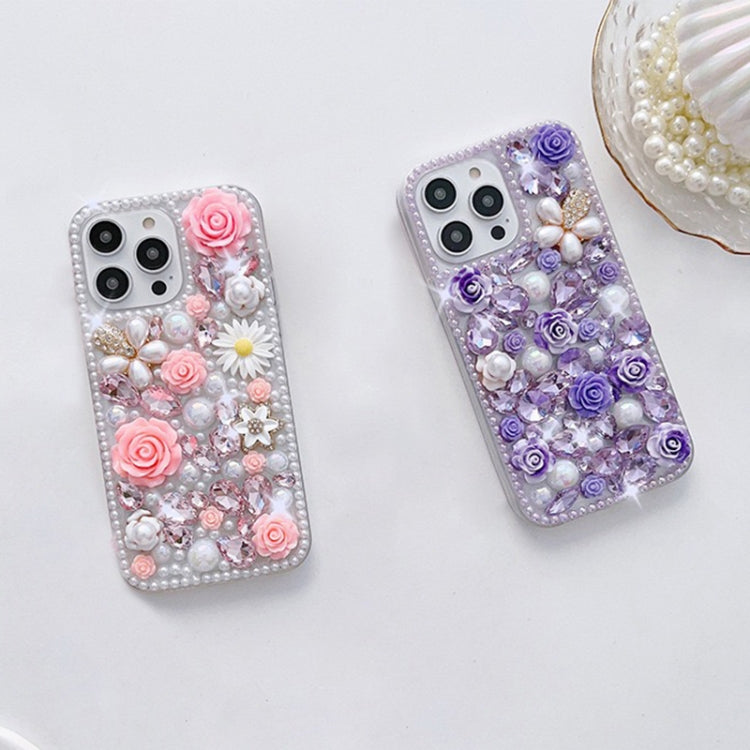 Rose Hand-set Diamond PC Phone Case