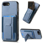 Carbon Fiber Fold Stand Elastic Card Bag Phone Case