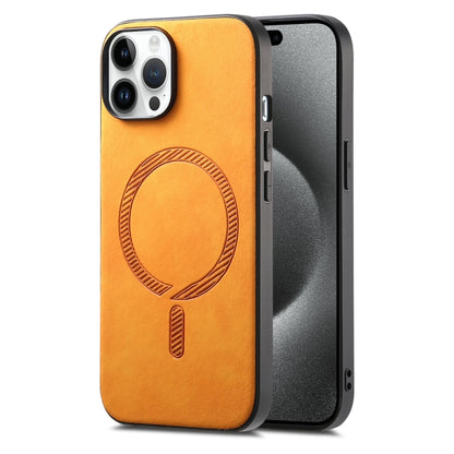 Solid Color Retro Magsafe PU Back Cover Phone Case