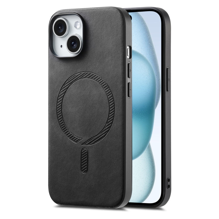 Solid Color Retro Magsafe PU Back Cover Phone Case