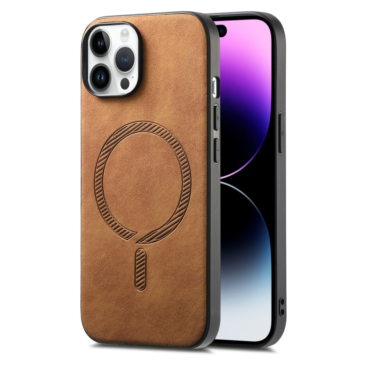 Solid Color Retro Magsafe PU Back Cover Phone Case