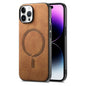 Solid Color Retro Magsafe PU Back Cover Phone Case