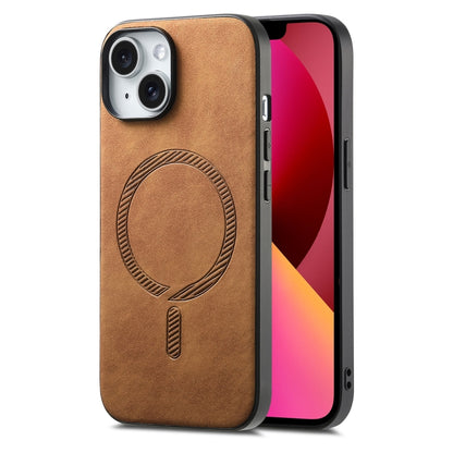 Solid Color Retro Magsafe PU Back Cover Phone Case