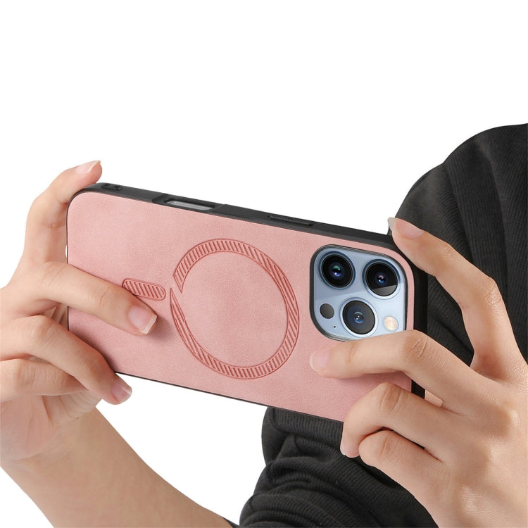 Solid Color Retro Magsafe PU Back Cover Phone Case