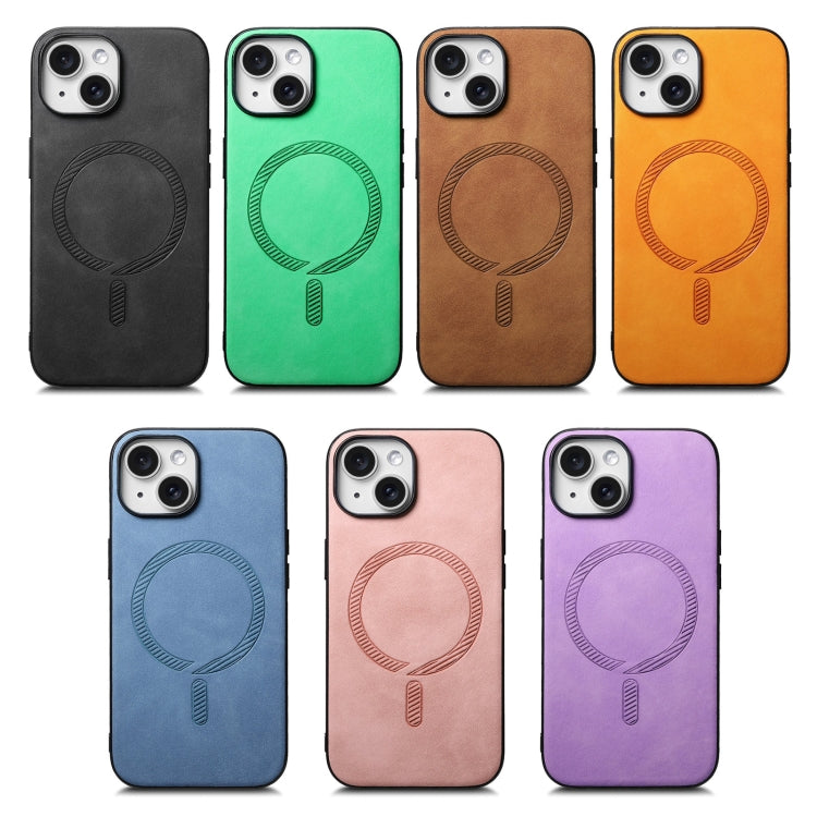 Solid Color Retro Magsafe PU Back Cover Phone Case
