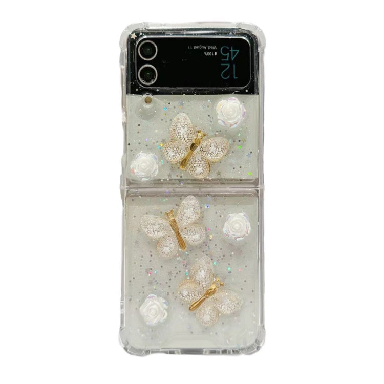 Three-dimensional Butterfly Glitter TPU  Phone Case, For Samsung Galaxy Z Flip6 / Flip7 FE, For Samsung Galaxy Z Flip5, For Samsung Galaxy Z Flip4, For Samsung Galaxy Z Flip3