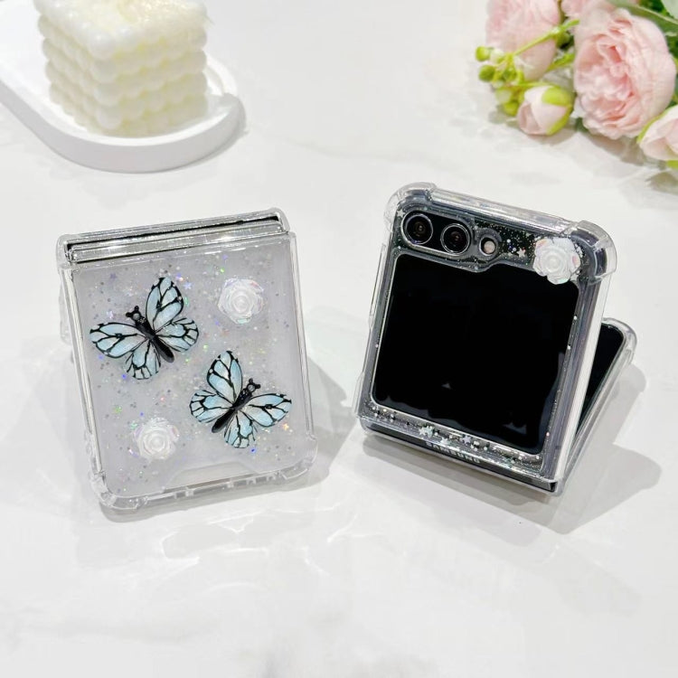 Three-dimensional Butterfly Glitter TPU  Phone Case, For Samsung Galaxy Z Flip6 / Flip7 FE, For Samsung Galaxy Z Flip5, For Samsung Galaxy Z Flip4, For Samsung Galaxy Z Flip3