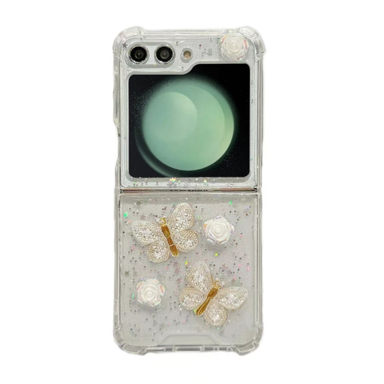 Three-dimensional Butterfly Glitter TPU  Phone Case, For Samsung Galaxy Z Flip6 / Flip7 FE, For Samsung Galaxy Z Flip5, For Samsung Galaxy Z Flip4, For Samsung Galaxy Z Flip3