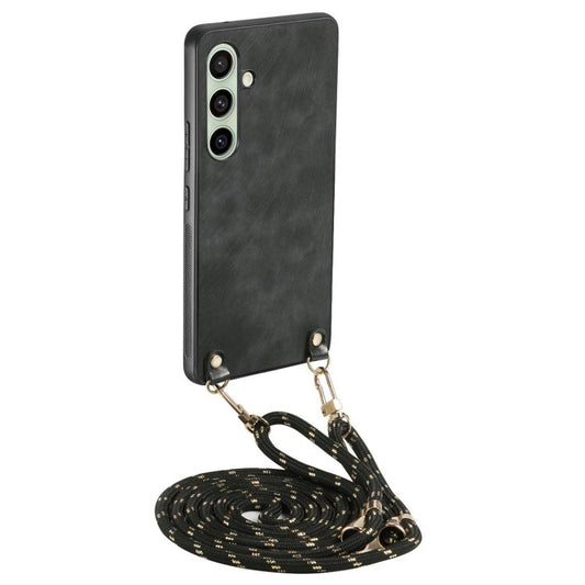 Vintage Leather PC Back Cover Phone Case with Crossbody Strap, For Samsung Galaxy A56 5G, For Samsung Galaxy A36, For Samsung Galaxy S25 5G, For Samsung Galaxy S25+ 5G