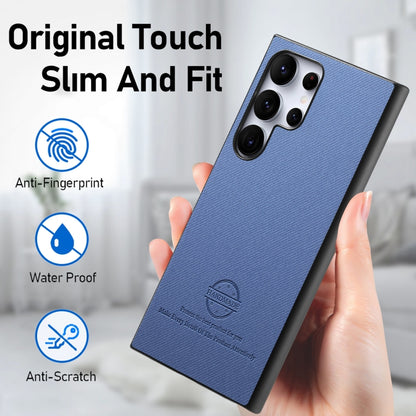 Twill Fabric Leather Skin Back Phone Case, For Samsung Galaxy S23 Ultra 5G, For Samsung Galaxy S23+ 5G, For Samsung Galaxy S23 5G