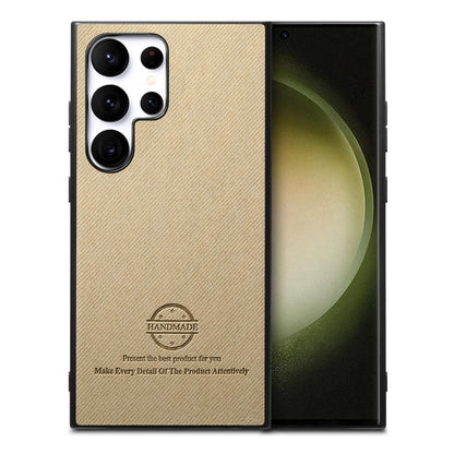 Twill Fabric Leather Skin Back Phone Case, For Samsung Galaxy S23 Ultra 5G, For Samsung Galaxy S23+ 5G, For Samsung Galaxy S23 5G