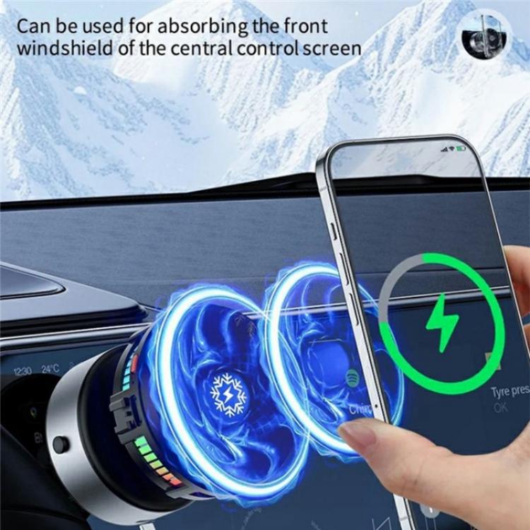 X19 Car Phone Holder 15W Wireless Charging Vacuum Suction Cooling Magnetic Phone Stand, X9 (Black), X9 (Silver)