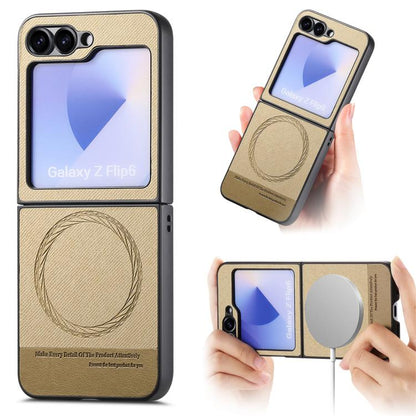 Twill Fabric Leather Skin Magnetic Back Phone Case, For Samsung Galaxy Z Flip7 5G, For Samsung Galaxy Z Flip6 / Flip7 FE, For Samsung Galaxy Z Flip5, For Samsung Galaxy Z Flip4, For Samsung Galaxy Z Flip3 5G