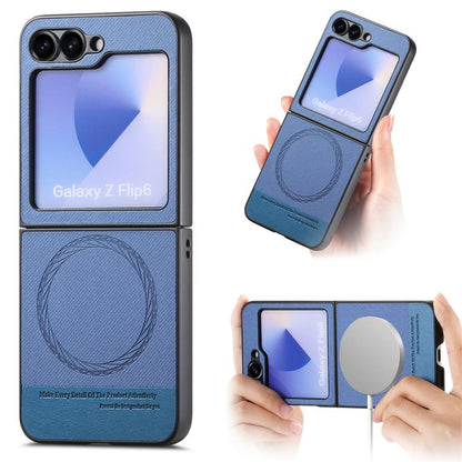 Twill Fabric Leather Skin Magnetic Back Phone Case, For Samsung Galaxy Z Flip7 5G, For Samsung Galaxy Z Flip6 / Flip7 FE, For Samsung Galaxy Z Flip5, For Samsung Galaxy Z Flip4, For Samsung Galaxy Z Flip3 5G