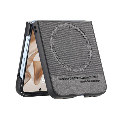 Twill Fabric Leather Skin Magnetic Back Phone Case, For Samsung Galaxy Z Flip7 5G, For Samsung Galaxy Z Flip6 / Flip7 FE, For Samsung Galaxy Z Flip5, For Samsung Galaxy Z Flip4, For Samsung Galaxy Z Flip3 5G