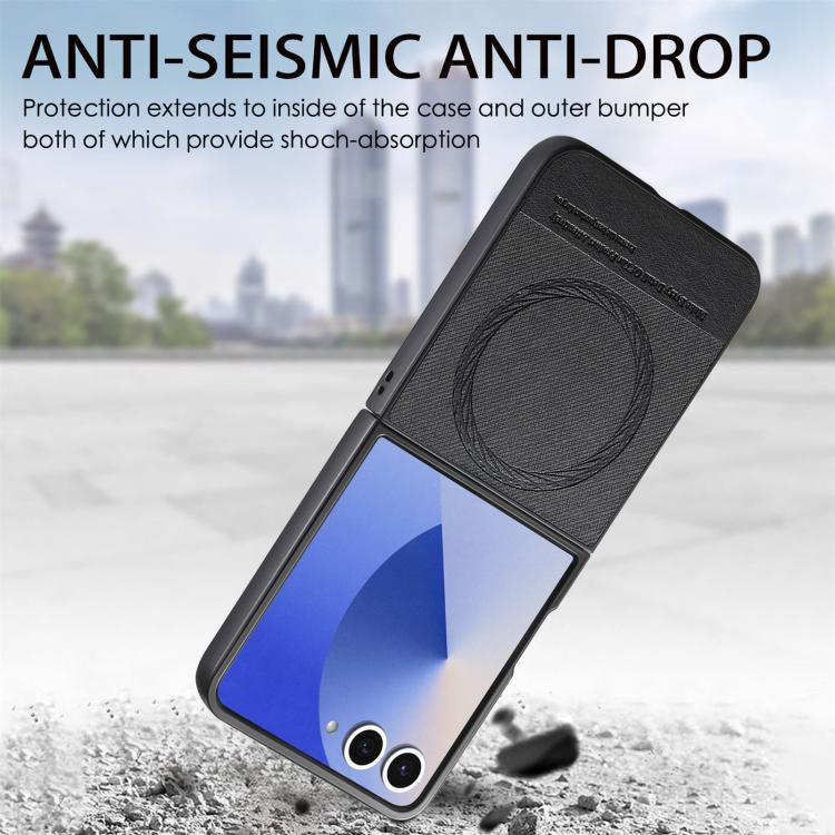 Twill Fabric Leather Skin Magnetic Back Phone Case, For Samsung Galaxy Z Flip7 5G, For Samsung Galaxy Z Flip6 / Flip7 FE, For Samsung Galaxy Z Flip5, For Samsung Galaxy Z Flip4, For Samsung Galaxy Z Flip3 5G