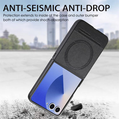 Twill Fabric Leather Skin Magnetic Back Phone Case, For Samsung Galaxy Z Flip7 5G, For Samsung Galaxy Z Flip6 / Flip7 FE, For Samsung Galaxy Z Flip5, For Samsung Galaxy Z Flip4, For Samsung Galaxy Z Flip3 5G