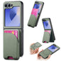 Twill Fabric Leather Skin Card Bag Magnetic Back Phone Case, For Samsung Galaxy Z Flip6, For Samsung Galaxy Z Flip5, For Samsung Galaxy Z Flip4, For Samsung Galaxy Z Flip3 5G