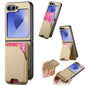 Twill Fabric Leather Skin Card Bag Magnetic Back Phone Case, For Samsung Galaxy Z Flip6, For Samsung Galaxy Z Flip5, For Samsung Galaxy Z Flip4, For Samsung Galaxy Z Flip3 5G