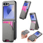Twill Fabric Leather Skin Card Bag Magnetic Back Phone Case, For Samsung Galaxy Z Flip6, For Samsung Galaxy Z Flip5, For Samsung Galaxy Z Flip4, For Samsung Galaxy Z Flip3 5G