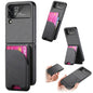 Twill Fabric Leather Skin Card Bag Magnetic Back Phone Case, For Samsung Galaxy Z Flip6, For Samsung Galaxy Z Flip5, For Samsung Galaxy Z Flip4, For Samsung Galaxy Z Flip3 5G