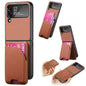 Twill Fabric Leather Skin Card Bag Magnetic Back Phone Case, For Samsung Galaxy Z Flip6, For Samsung Galaxy Z Flip5, For Samsung Galaxy Z Flip4, For Samsung Galaxy Z Flip3 5G