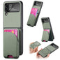 Twill Fabric Leather Skin Card Bag Magnetic Back Phone Case, For Samsung Galaxy Z Flip6, For Samsung Galaxy Z Flip5, For Samsung Galaxy Z Flip4, For Samsung Galaxy Z Flip3 5G