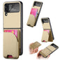 Twill Fabric Leather Skin Card Bag Magnetic Back Phone Case, For Samsung Galaxy Z Flip6, For Samsung Galaxy Z Flip5, For Samsung Galaxy Z Flip4, For Samsung Galaxy Z Flip3 5G
