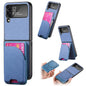 Twill Fabric Leather Skin Card Bag Magnetic Back Phone Case, For Samsung Galaxy Z Flip6, For Samsung Galaxy Z Flip5, For Samsung Galaxy Z Flip4, For Samsung Galaxy Z Flip3 5G