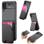 Twill Fabric Leather Skin Card Bag Magnetic Back Phone Case, For Samsung Galaxy Z Flip6, For Samsung Galaxy Z Flip5, For Samsung Galaxy Z Flip4, For Samsung Galaxy Z Flip3 5G