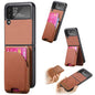 Twill Fabric Leather Skin Card Bag Magnetic Back Phone Case, For Samsung Galaxy Z Flip6, For Samsung Galaxy Z Flip5, For Samsung Galaxy Z Flip4, For Samsung Galaxy Z Flip3 5G