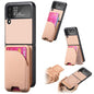 Twill Fabric Leather Skin Card Bag Magnetic Back Phone Case, For Samsung Galaxy Z Flip6, For Samsung Galaxy Z Flip5, For Samsung Galaxy Z Flip4, For Samsung Galaxy Z Flip3 5G