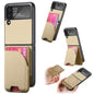 Twill Fabric Leather Skin Card Bag Magnetic Back Phone Case, For Samsung Galaxy Z Flip6, For Samsung Galaxy Z Flip5, For Samsung Galaxy Z Flip4, For Samsung Galaxy Z Flip3 5G