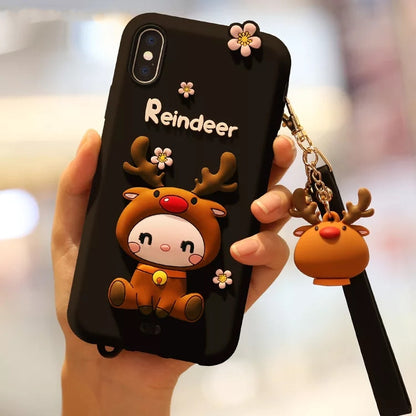 Lovely Reindeer Full Package Anti Falling Silicone Sleeve for iPhone X