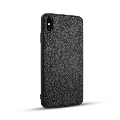 For iPhone XS Max Litchi Pattern Leather Anti-falling TPU Mobile Phone Shell Protective Case