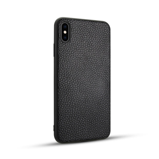 For iPhone XS Max Litchi Pattern Leather Anti-falling TPU Mobile Phone Shell Protective Case