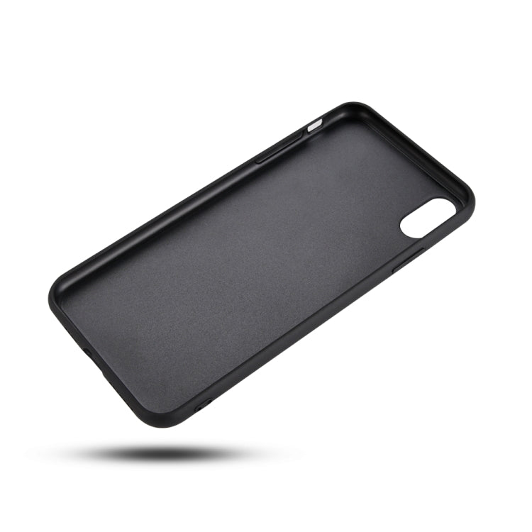 For iPhone XS Max Litchi Pattern Leather Anti-falling TPU Mobile Phone Shell Protective Case
