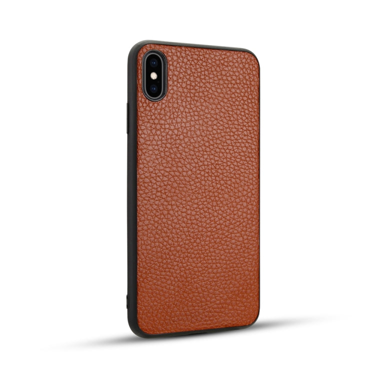 For iPhone XS Max Litchi Pattern Leather Anti-falling TPU Mobile Phone Shell Protective Case
