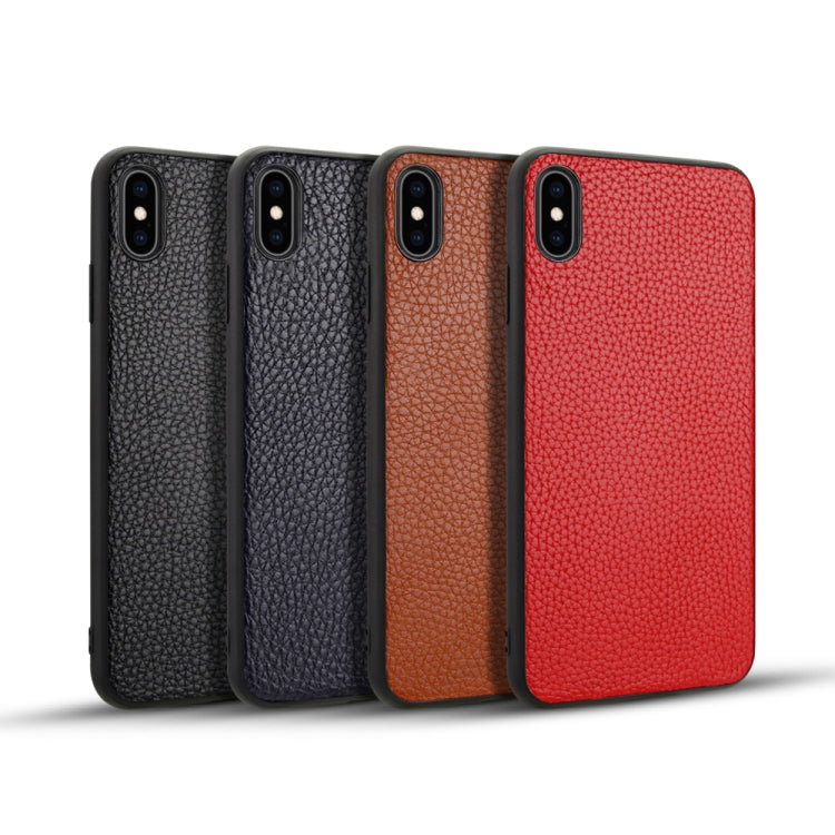 For iPhone XS  Litchi Pattern Leather Anti-falling TPU Mobile Phone Shell Protective Case
