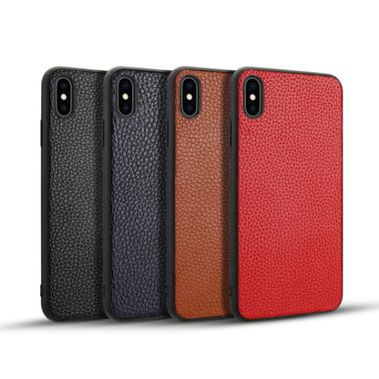 For iPhone XS  Litchi Pattern Leather Anti-falling TPU Mobile Phone Shell Protective Case