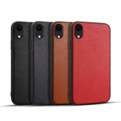 For iPhone XR Litchi Pattern Leather Anti-falling TPU Mobile Phone Shell Protective Case
