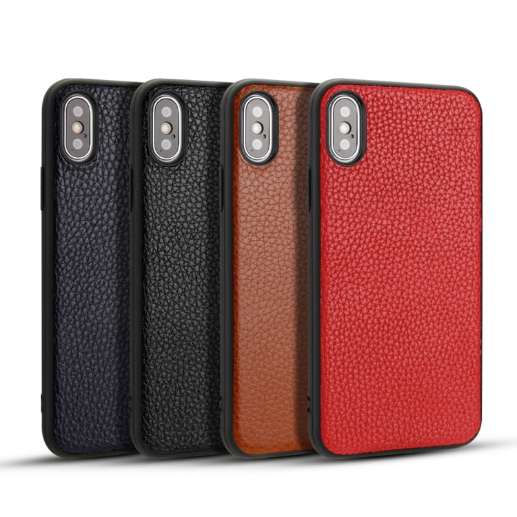 For iPhone X  Litchi Pattern Leather Anti-falling TPU Mobile Phone Shell Protective Case