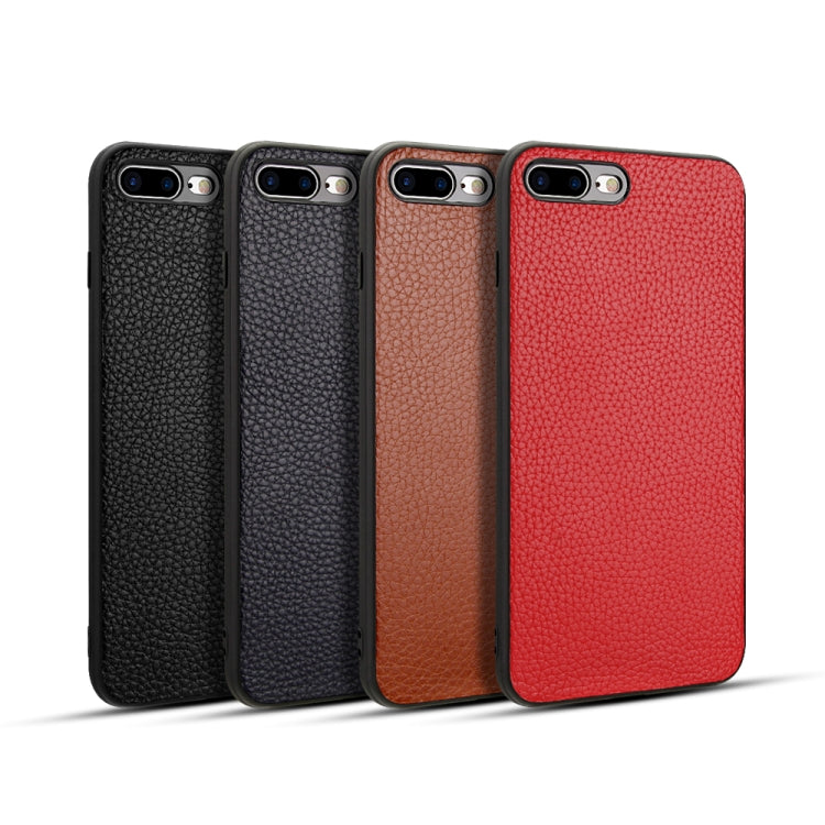For iPhone 8 Plus / 7 Plus Max Litchi Pattern Leather Anti-falling TPU Mobile Phone Shell Protective Case